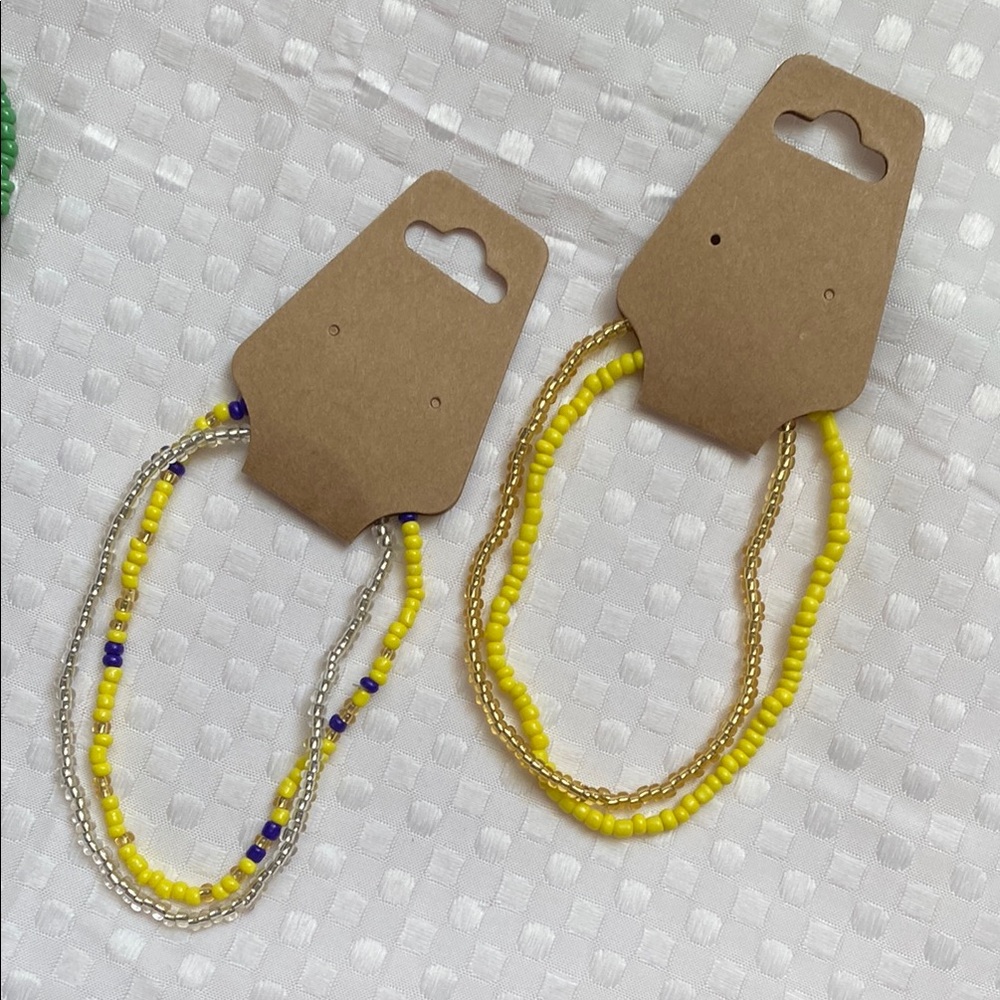 Yellow and Gold Anklet Set Bracelets